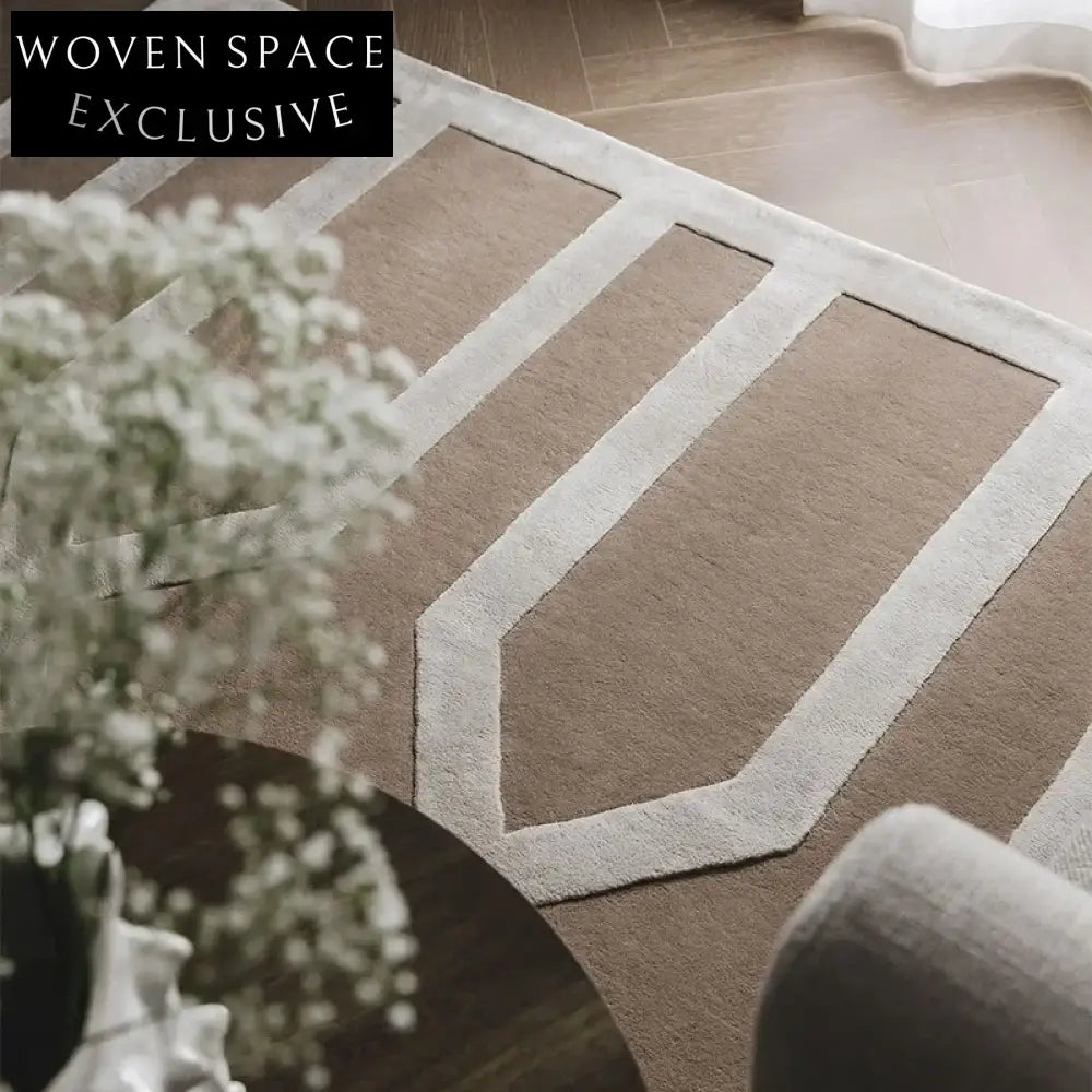 Modern Striped Polyester Fiber Handmade Rectangle Bedroom Carpet