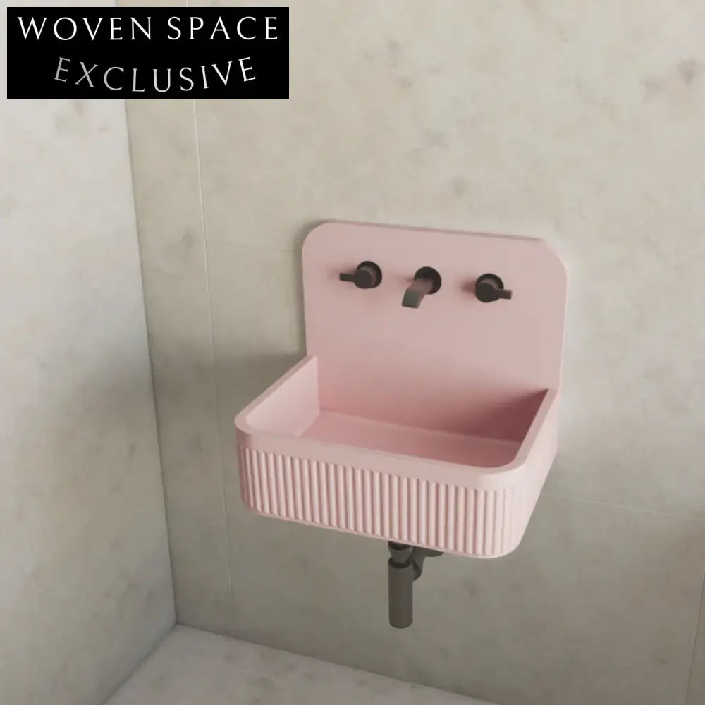 Modern Striped Semicircular Matt Wall Hung Artificial Stone Bathroom Hand Wash Basin
