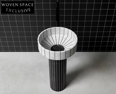 Modern Style Natural Marble Black Free Standing Wash Basin Sink for Bathroom Design Black / Stone