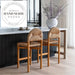 Modern Style Rattan Solid Wood High Back Counter Height Bar Stool