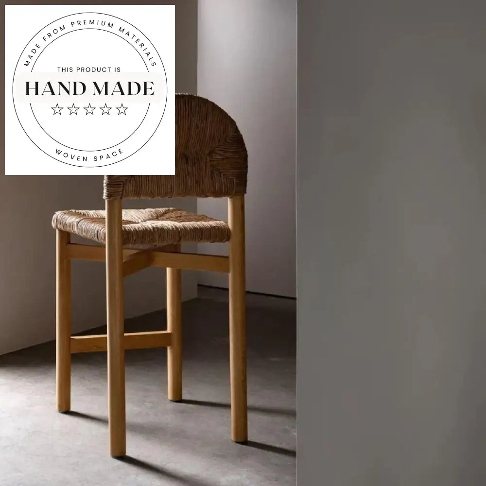 Modern Style Rattan Solid Wood High Back Counter Height Bar Stool