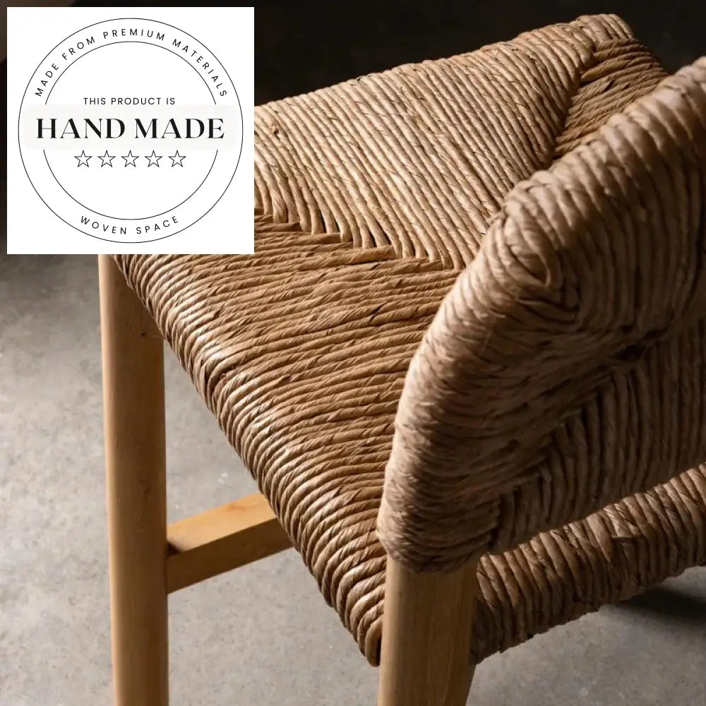 Modern Style Rattan Solid Wood High Back Counter Height Bar Stool