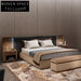 Modern Suede Fabric Upholstered King Bed with Tall Back Headboard Design