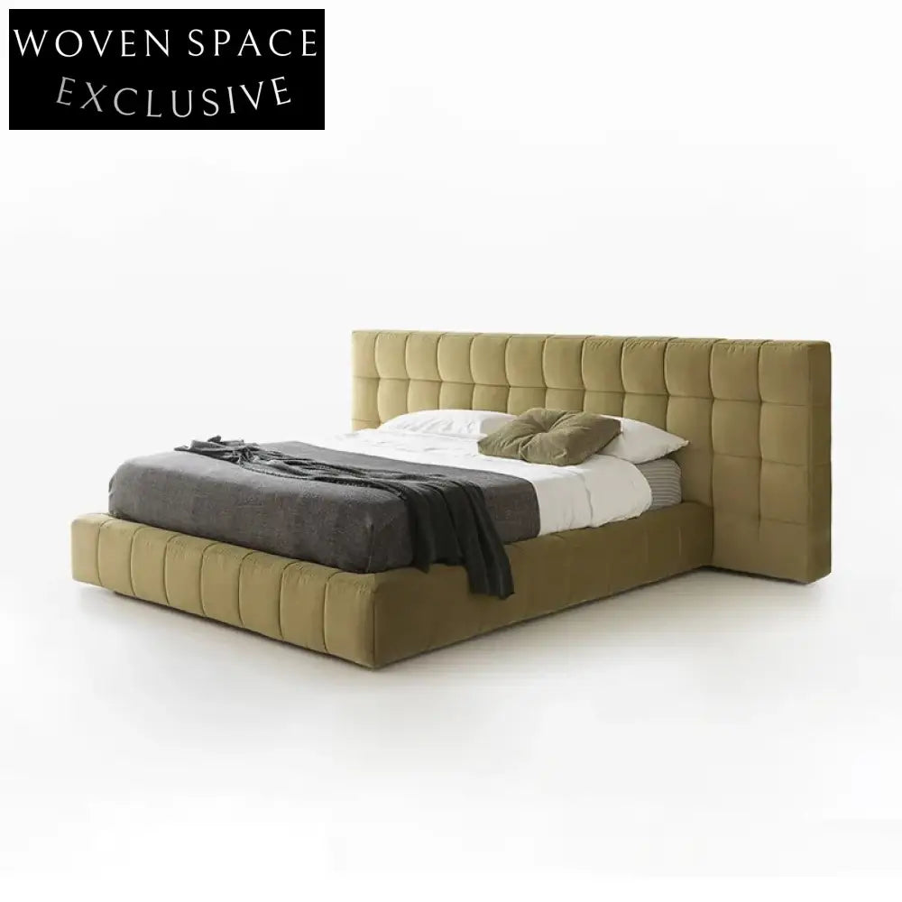 Modern Suede Fabric Upholstered King Size Bed Frame for Master Bedroom