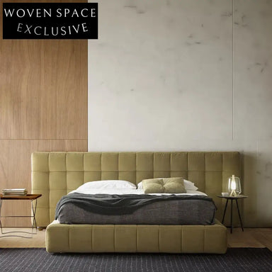 Modern Suede Fabric Upholstered King Size Bed Frame for Master Bedroom