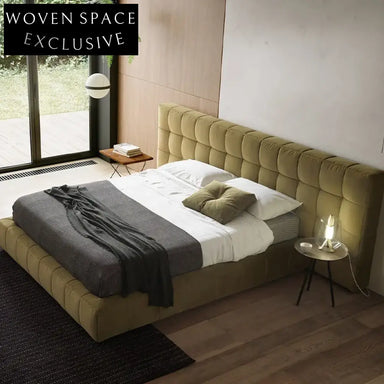 Modern Suede Fabric Upholstered King Size Bed Frame for Master Bedroom