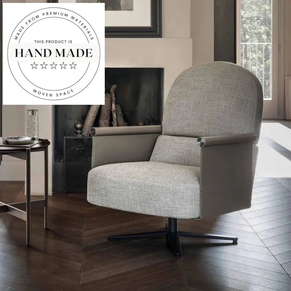 Modern Swivel Leather Accent Chair with Metal Legs