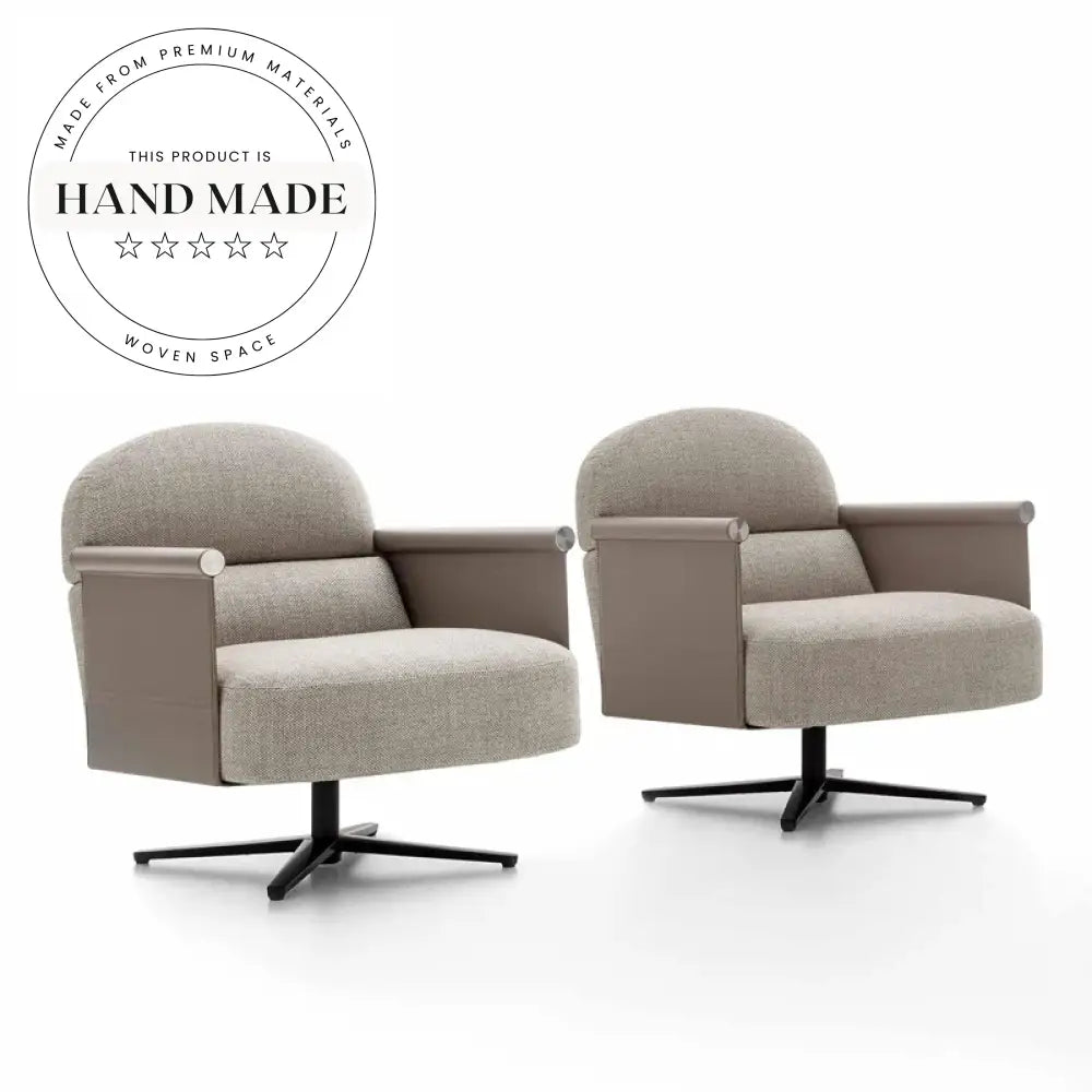 Modern Swivel Leather Accent Chair with Metal Legs