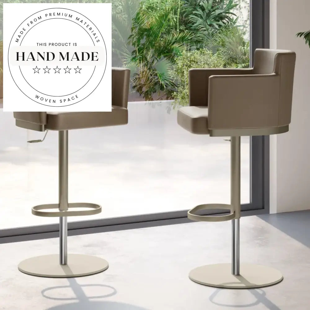 Modern Swivel Leather Bar Stool, Metal Base, Adjustable Height