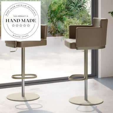 Modern Swivel Leather Bar Stool, Metal Base, Adjustable Height