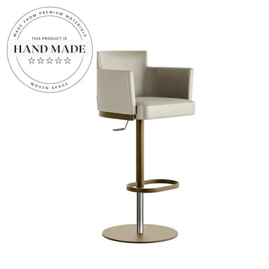 Modern Swivel Leather Bar Stool, Metal Base, Adjustable Height