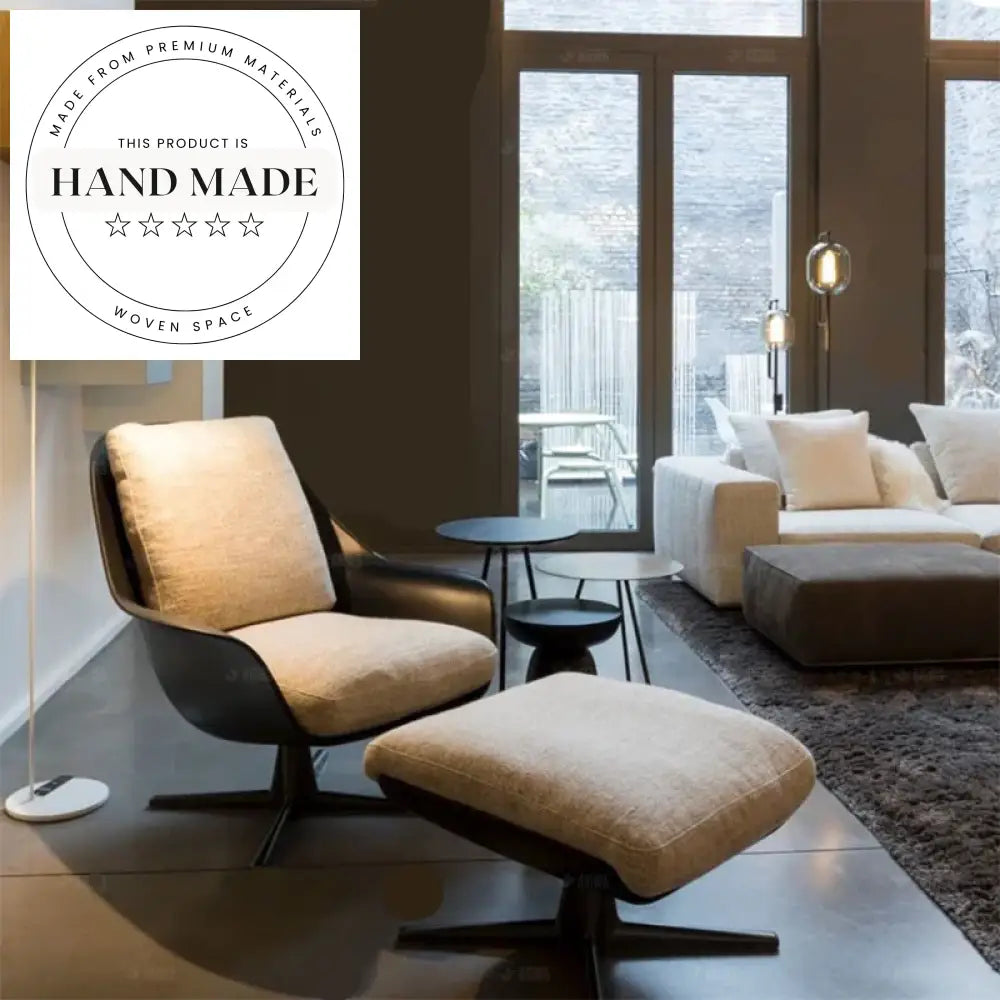 Modern Swivel Leather Lounge Chair, Metal Base Living Room Armchair