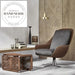 Modern Swivel Leather Lounge Chair, Metal Base Living Room Armchair
