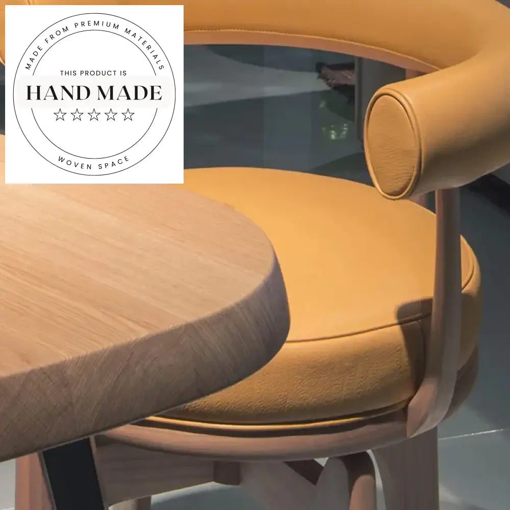 Modern Swivel Leather Upholstered Solid Wood Leg Dining Chair