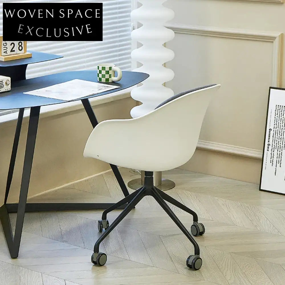 Modern Swivel Office Chair with Aluminum Legs, Fabric and Leather Cushion
