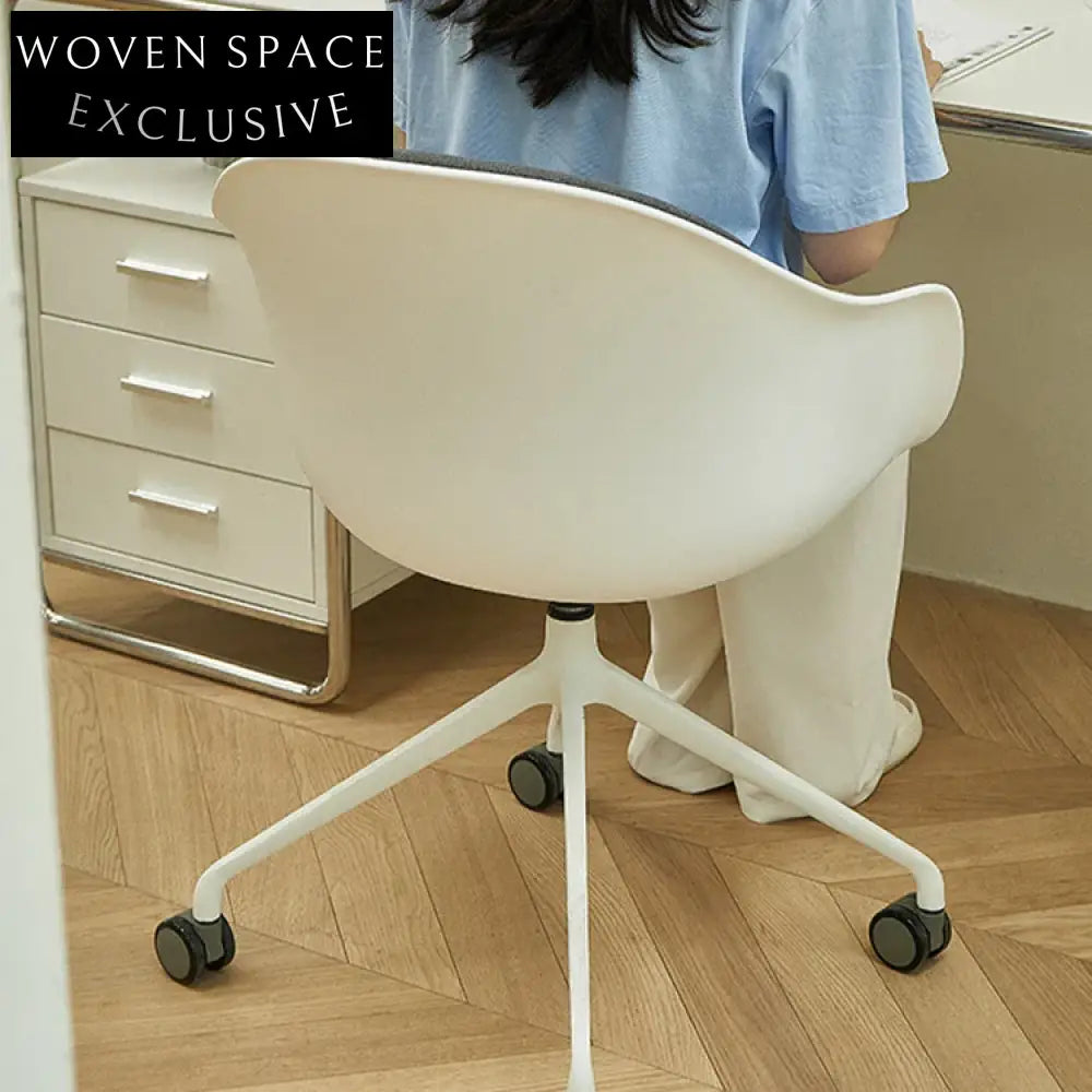 Modern Swivel Office Chair with Aluminum Legs, Fabric and Leather Cushion