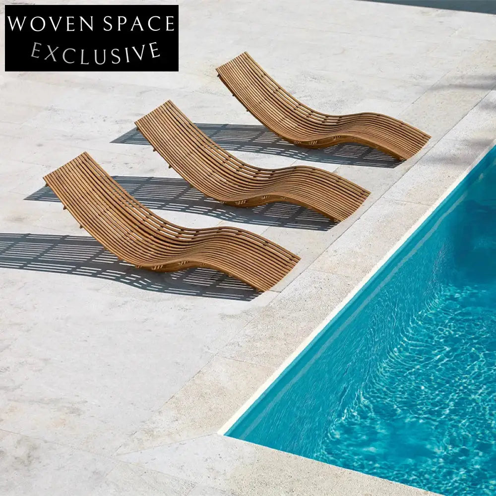 Modern Teak Outdoor Sun Lounger with Cushion for Poolside Relaxation