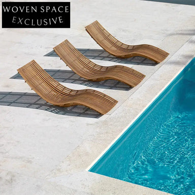 Modern Teak Outdoor Sun Lounger with Cushion for Poolside Relaxation