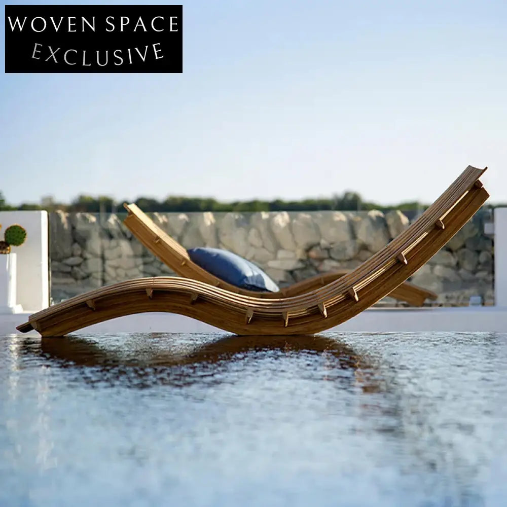 Modern Teak Outdoor Sun Lounger with Cushion for Poolside Relaxation