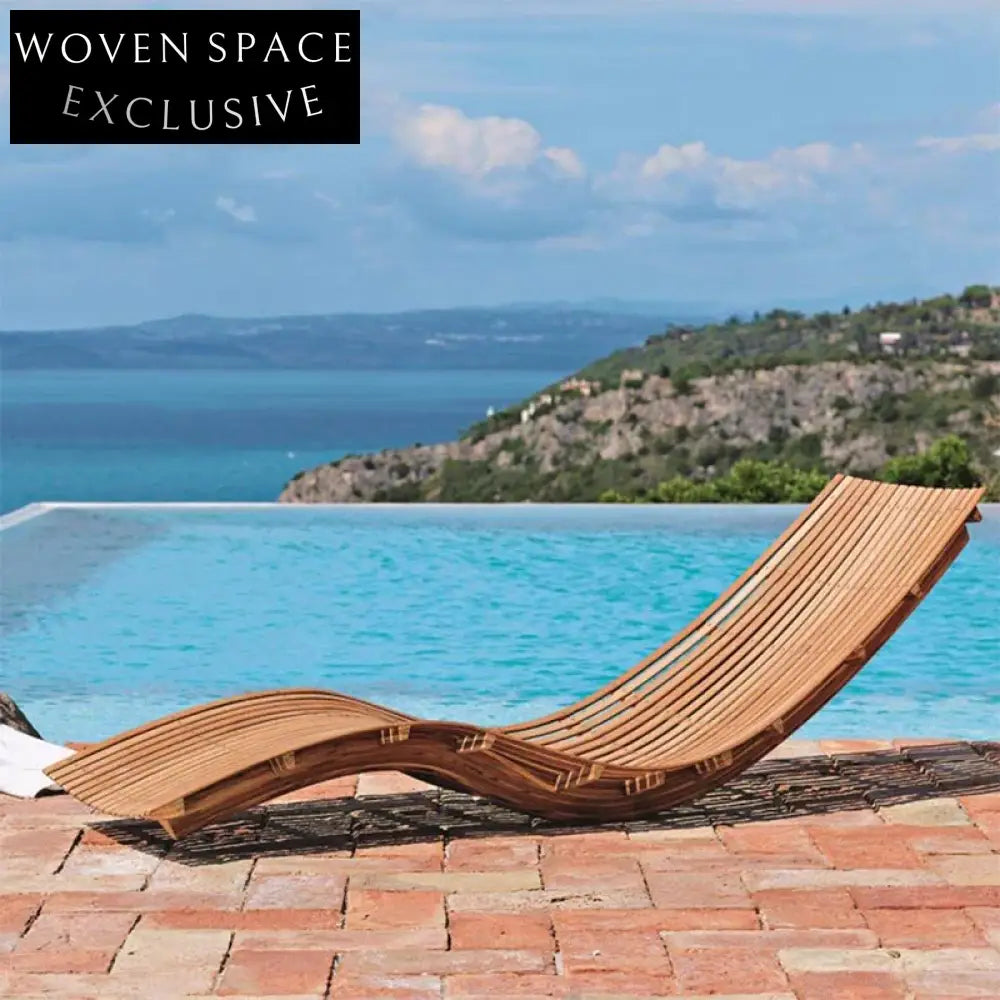 Modern Teak Outdoor Sun Lounger with Cushion for Poolside Relaxation