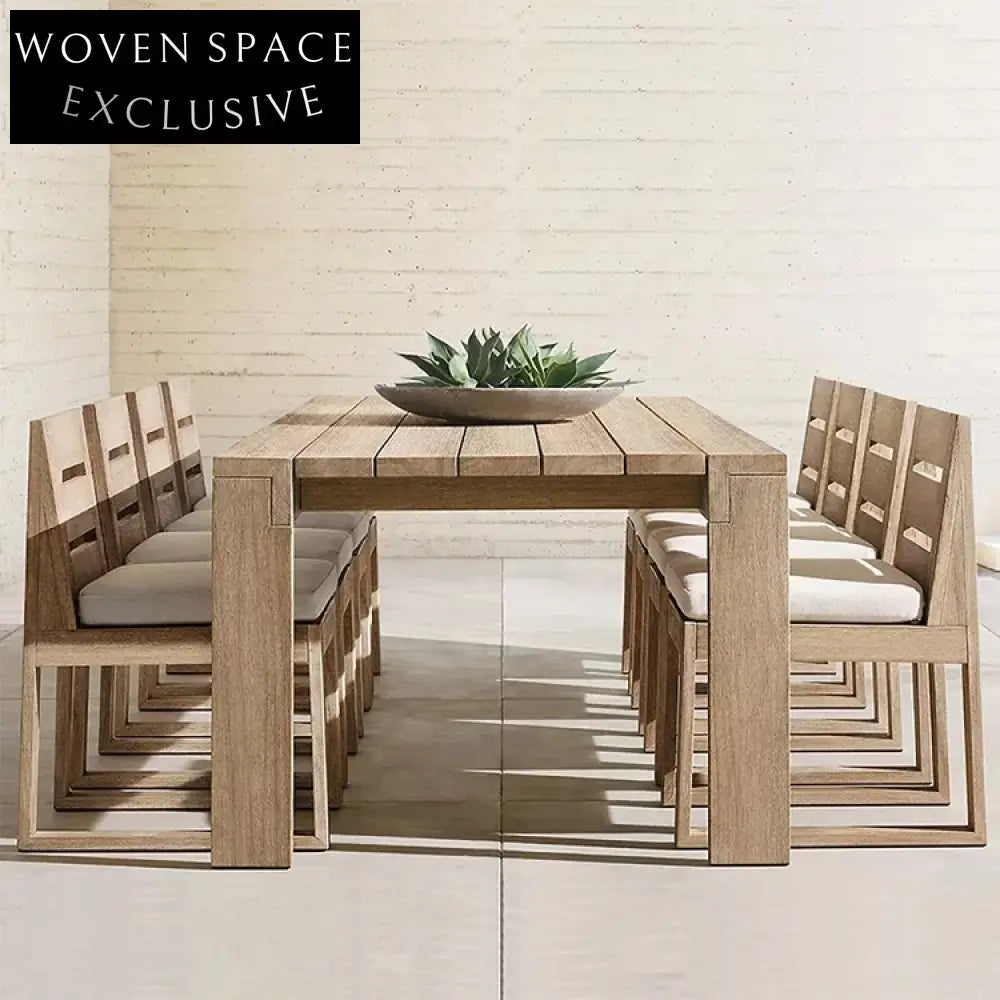 Modern Teak Patio Outdoor Dining Table and Chairs Furniture Set