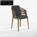 Modern Teak Wood Outdoor Dining Chair with Woven Rope Back