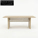 Modern Teak Wood Outdoor Dining Table with Rope Accents for Patio Spaces