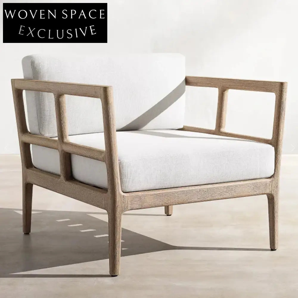 Modern Teak Wood Outdoor Patio Sofa Chair Set with UV Guard Cushions