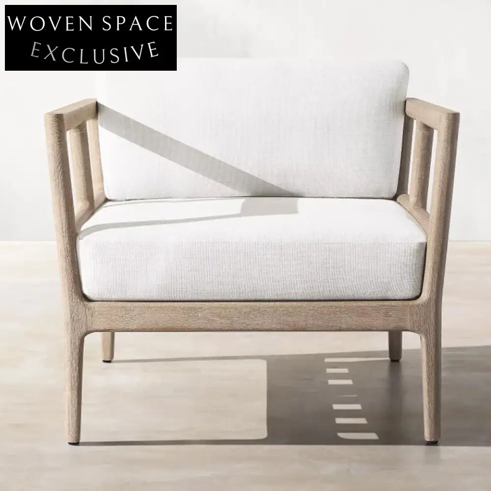 Modern Teak Wood Outdoor Patio Sofa Chair Set with UV Guard Cushions