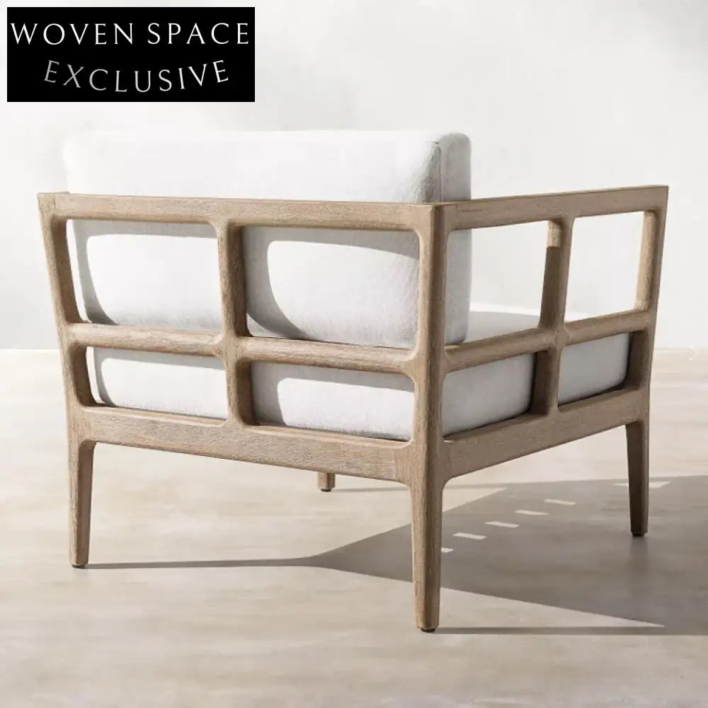 Modern Teak Wood Outdoor Patio Sofa Chair Set with UV Guard Cushions