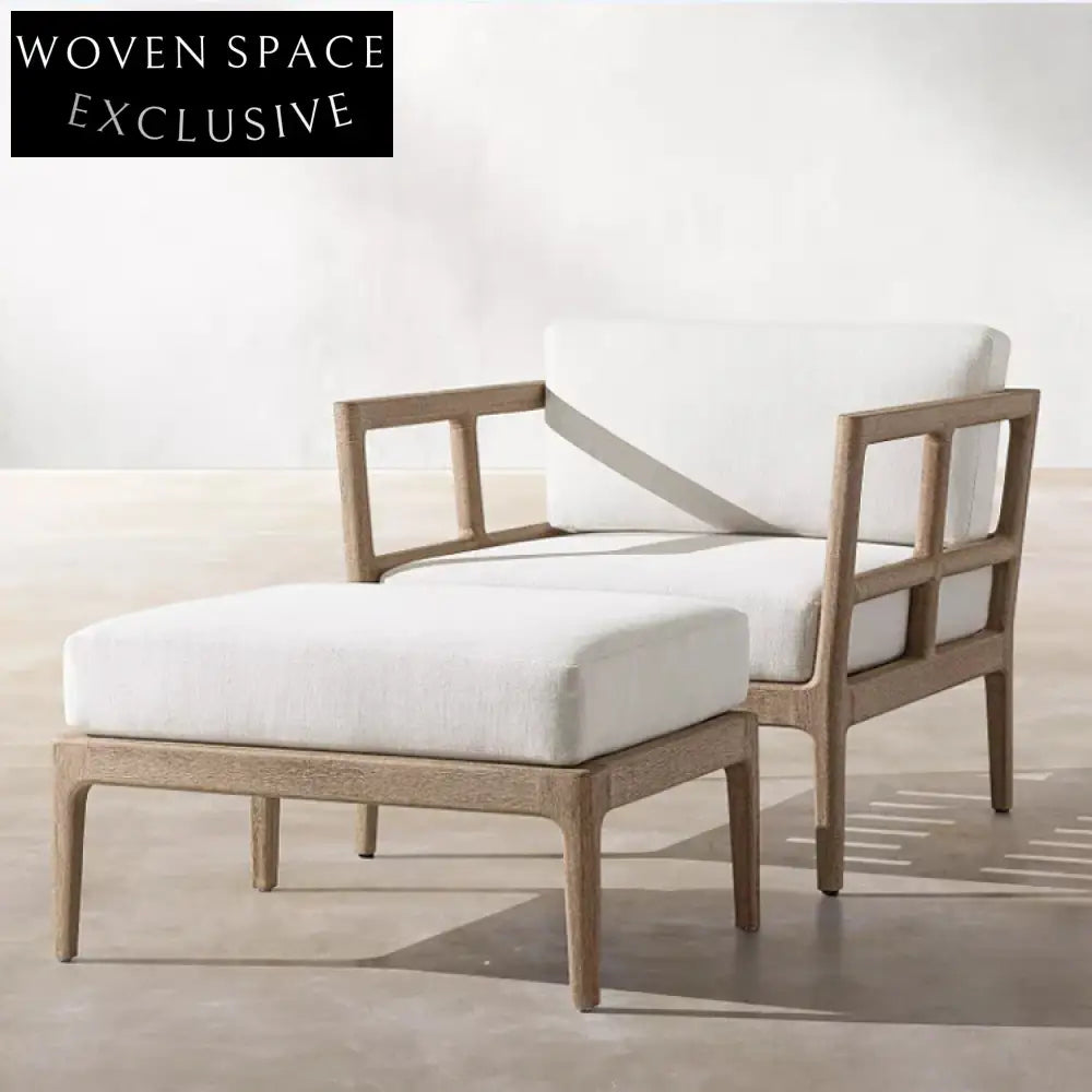 Modern Teak Wood Outdoor Patio Sofa Chair Set with UV Guard Cushions