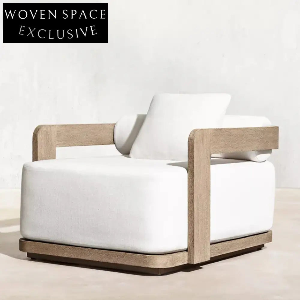Modern Teak Wood Outdoor Sofa Chair Set for Patio Garden Living