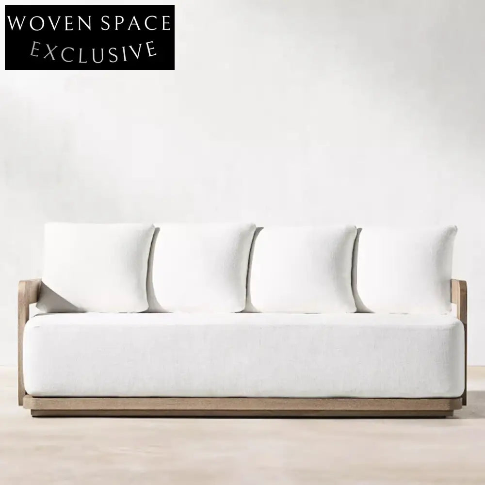 Modern Teak Wood Outdoor Sofa Chair Set for Patio Garden Living