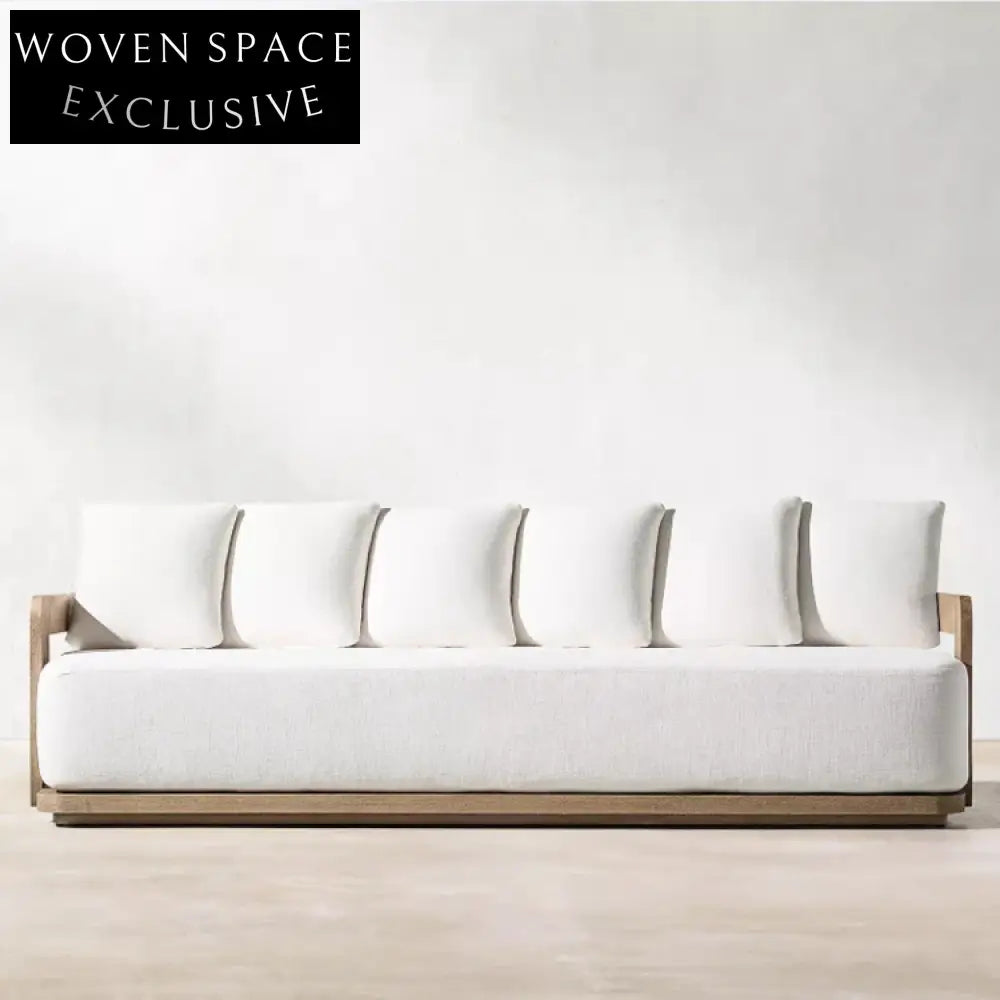 Modern Teak Wood Outdoor Sofa Chair Set for Patio Garden Living