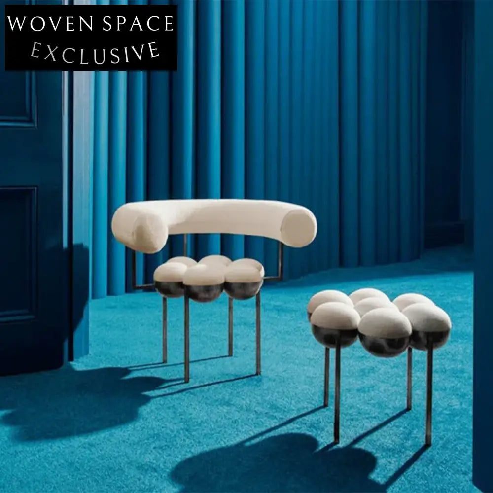 Modern Teddy Fabric Lounge Chair & Ottoman Set with Stainless Steel Legs