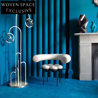 Modern Teddy Fabric Lounge Chair & Ottoman Set with Stainless Steel Legs