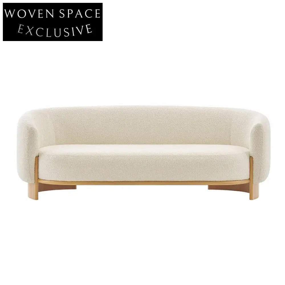 Modern Teddy Fabric Single Sofa Chair, Solid Ash Wood Base, Living Room Accent Chair