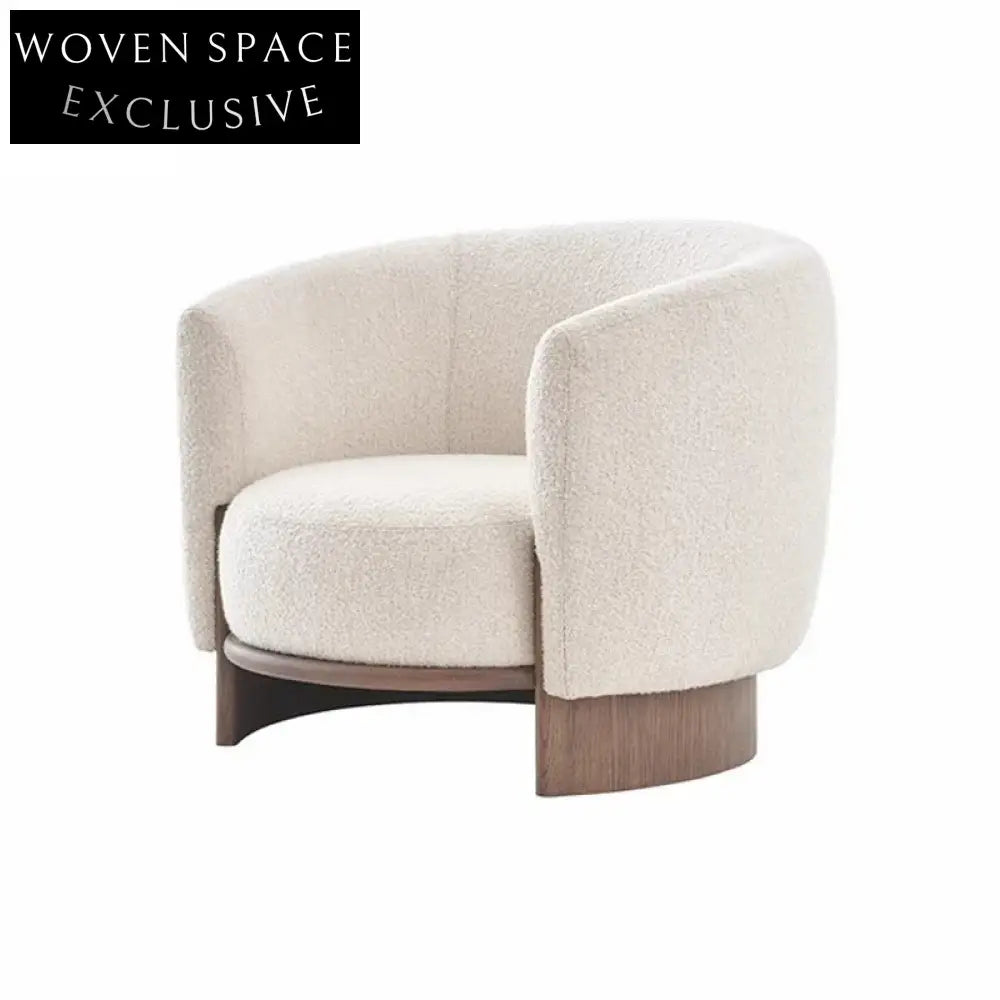 Modern Teddy Fabric Single Sofa Chair, Solid Ash Wood Base, Living Room Accent Chair