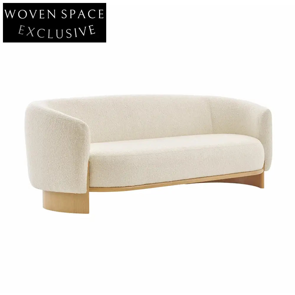 Modern Teddy Fabric Single Sofa Chair, Solid Ash Wood Base, Living Room Accent Chair