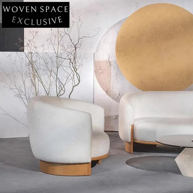 Modern Teddy Fabric Single Sofa Chair, Solid Ash Wood Base, Living Room Accent Chair