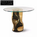 Modern Tempered Glass Round Top Coffee Table with Unique Sculptural Base Design