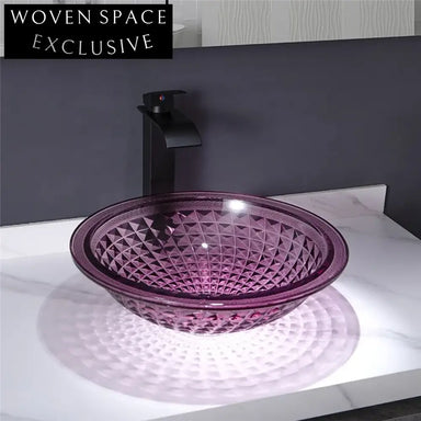 Modern Tempered Glass Vessel Sink Artistic Countertop Bathroom Basin
