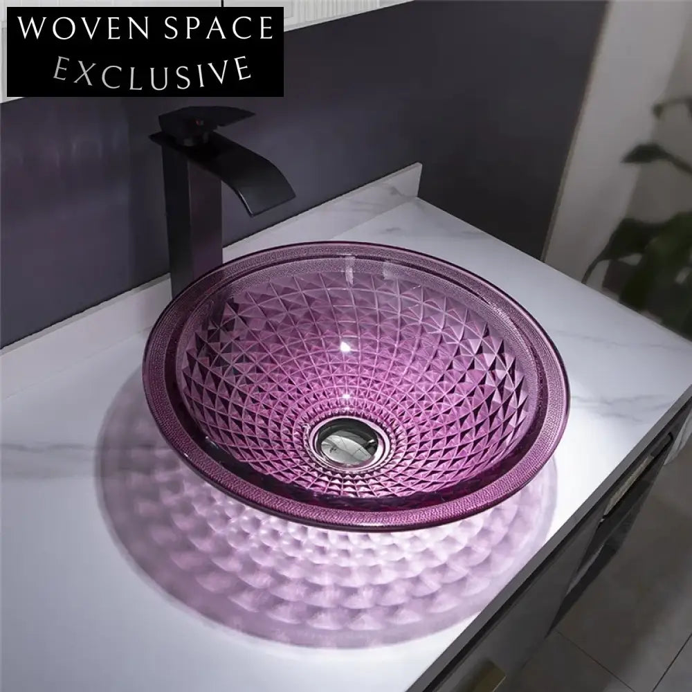 Modern Tempered Glass Vessel Sink Artistic Countertop Bathroom Basin