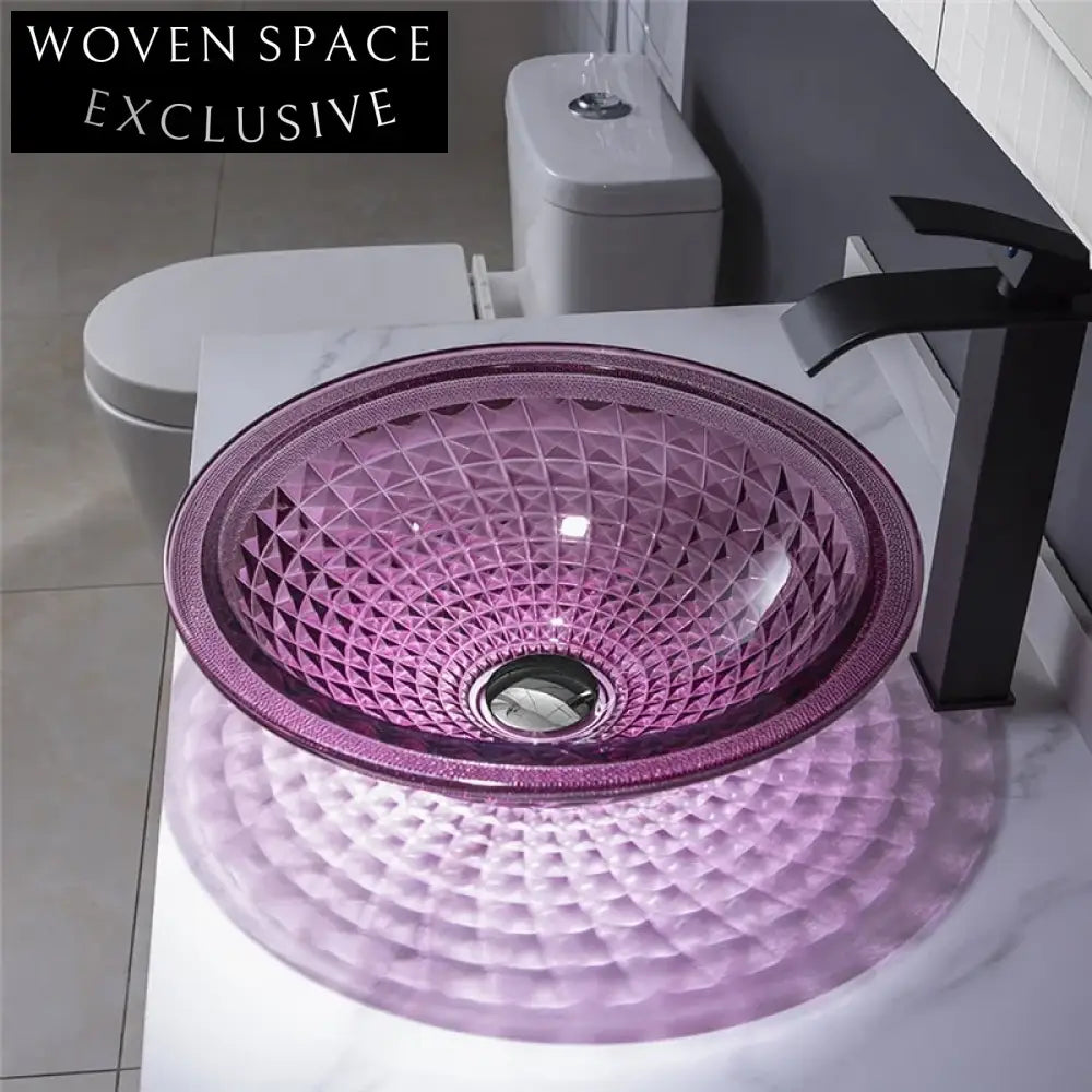 Modern Tempered Glass Vessel Sink Artistic Countertop Bathroom Basin