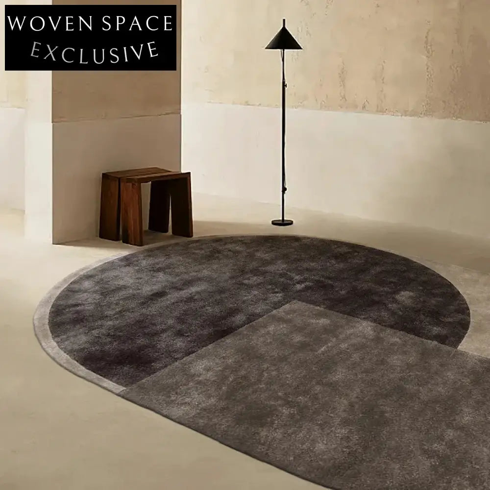 Modern Tencel Handmade Custom Geometric Area Rug - Black, White & Gray