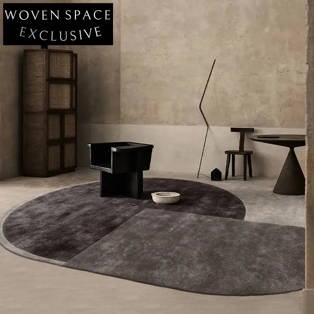 Modern Tencel Handmade Custom Geometric Area Rug - Black, White & Gray