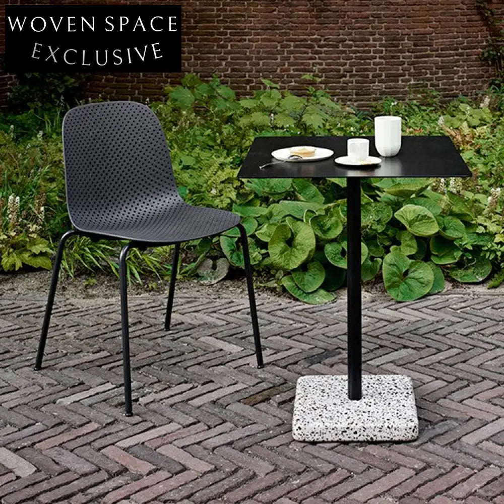 Modern Terrazzo Base Metal Top Round Outdoor Indoor Dining Table