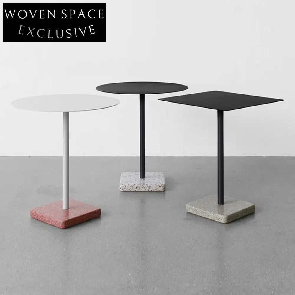 Modern Terrazzo Base Metal Top Round Outdoor Indoor Dining Table