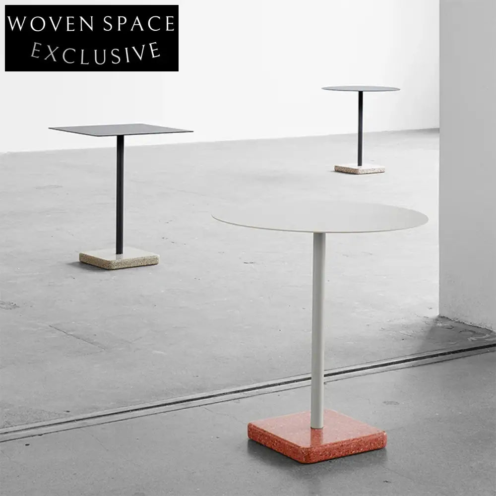 Modern Terrazzo Base Metal Top Round Outdoor Indoor Dining Table