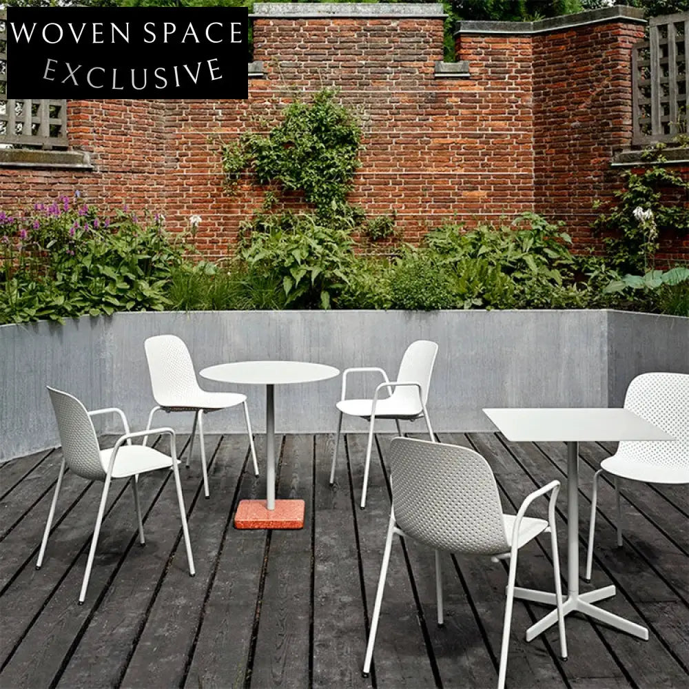 Modern Terrazzo Base Metal Top Round Outdoor Indoor Dining Table